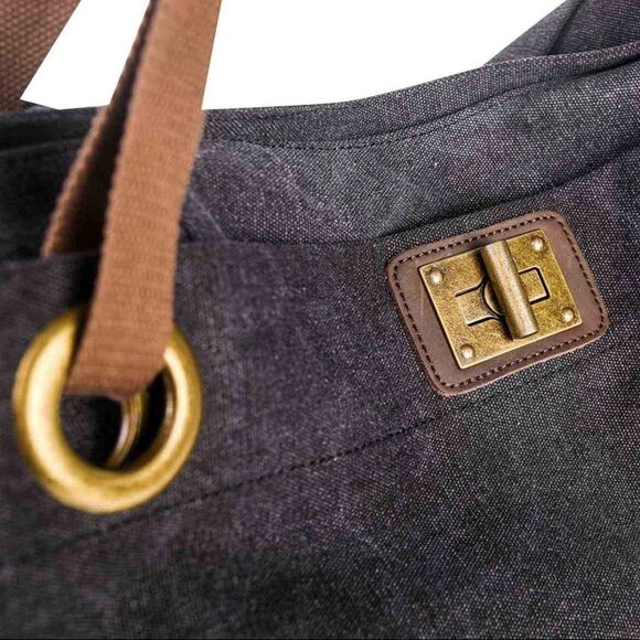 ZEDE PONT-DES-ARTS 18 Liter Canvas Bag in Olive with Chocolate Brown Straps. NWT - Picture 8 of 16